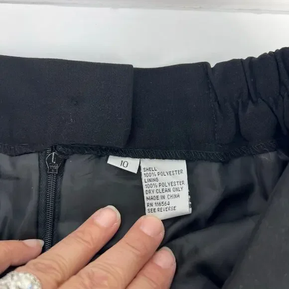 Y2K Vintage 90s Women's Hi-Low Ruffled Black w Contrasted Trim Fishtail Skirt 10 - Picture 9 of 11